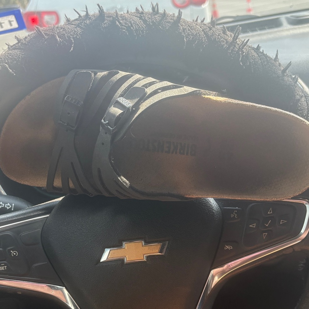 Birkenstock Black Two-Buckle Slide Sandal